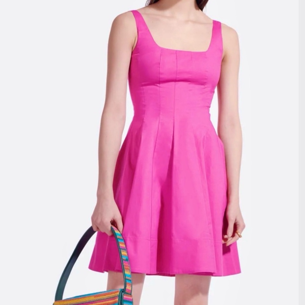 🌺🎉HP🎉🌺 NWT Staud Wells Mini Dress Peony - Picture 5 of 16